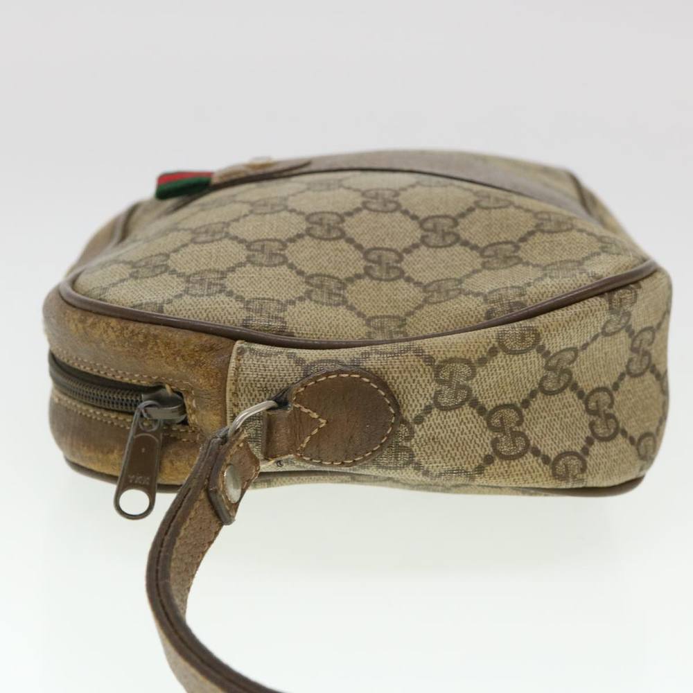 GUCCI GG Canvas Web Sherry Line Clutch Bag Beige Red Green Auth am4114 - Picture 3 of 16